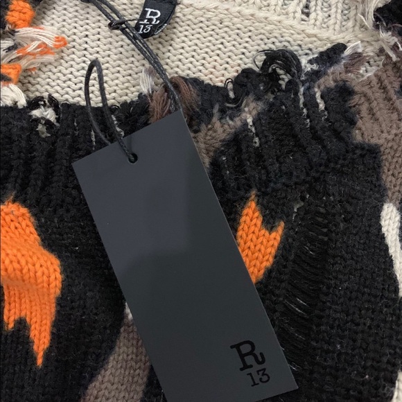 R13 Black and Brown Leopard Oversized Long Sleeve Crewneck Sweater Size M - Picture 6 of 8